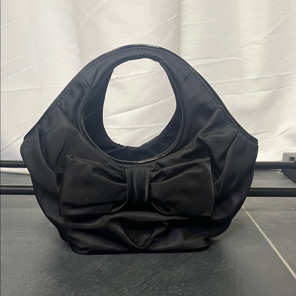 Kate Spade Elegant Black Bow Nylon Handbag Mini Bag